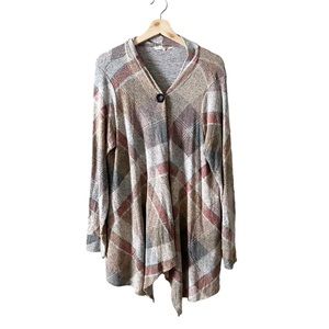 Soft Surroundings Bonnie Plaid Cardigan with Pockets Size L
